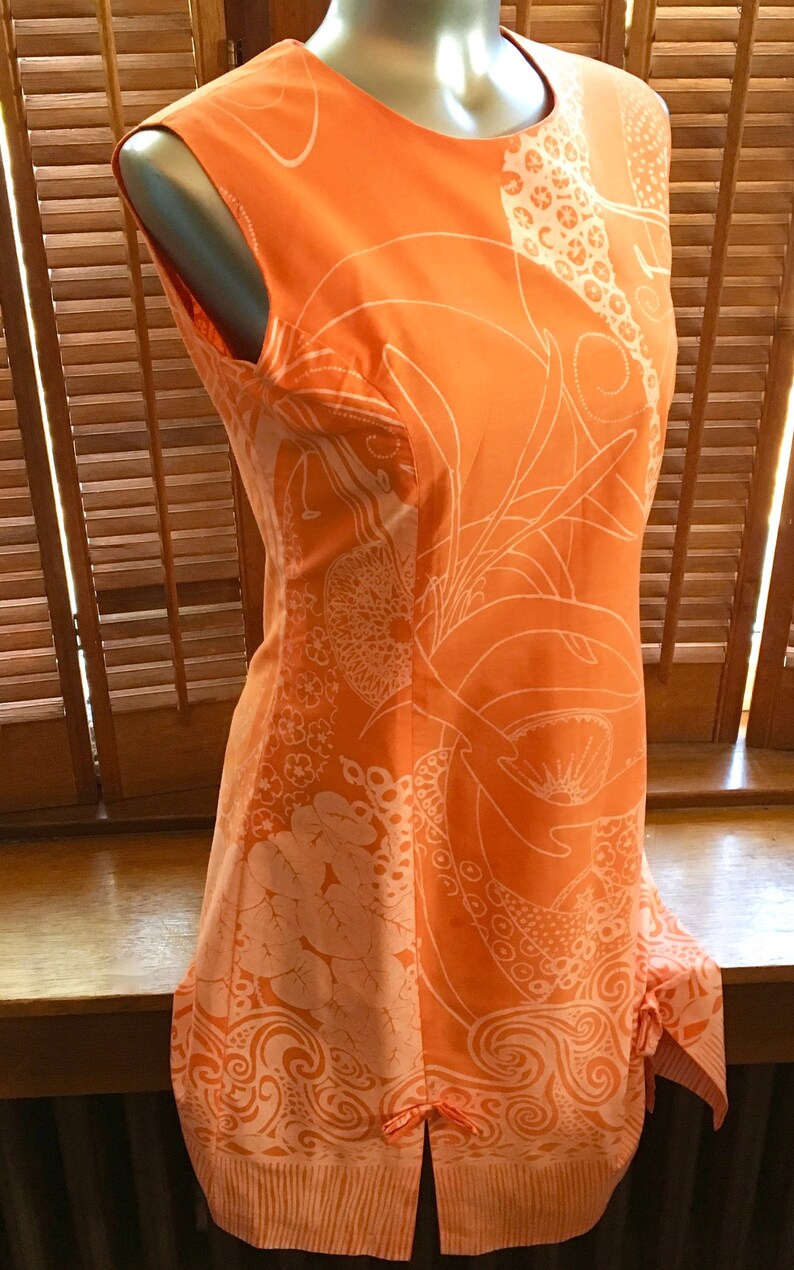 Vintage 1960s Frock by BEACHCOMBER JAMAICA in a lovely orange /& white size Medium W.I