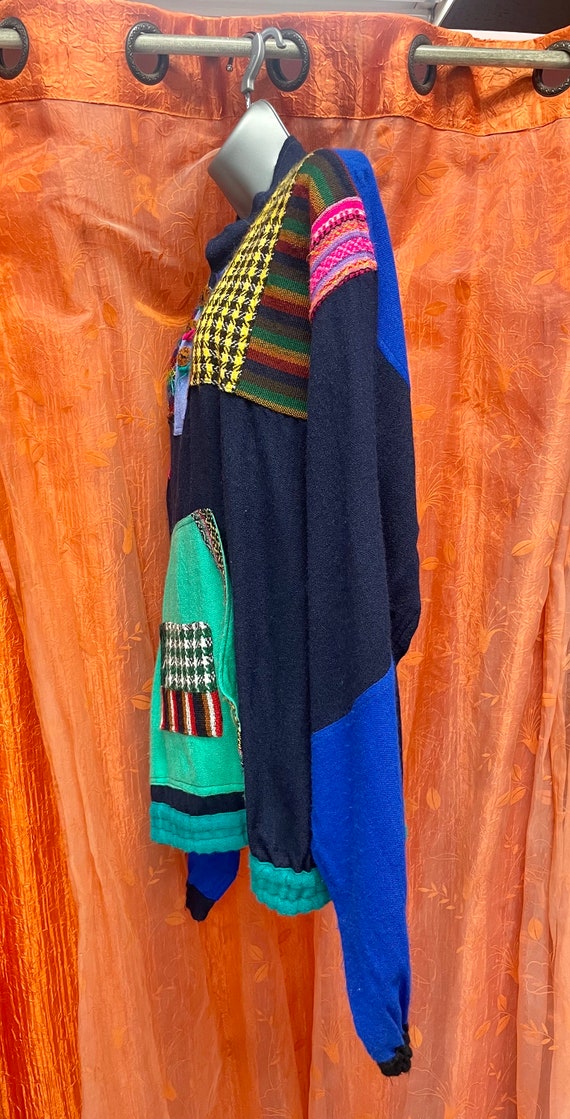 BOLD Guatemalan PATCHWORK Sweater with BIG Front … - image 3