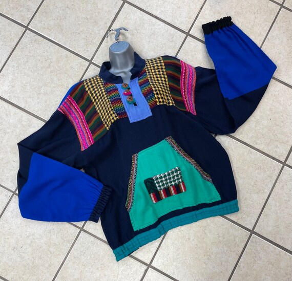 BOLD Guatemalan PATCHWORK Sweater with BIG Front … - image 4