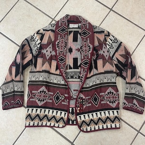 VINTAGE Southwest BLANKET Coat Size Medium - 100% COZY Cotton