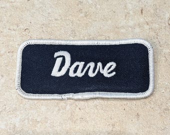 Retro DEADSTOCK 1970s “DAVE” Rectangular Embroidered Name Patch