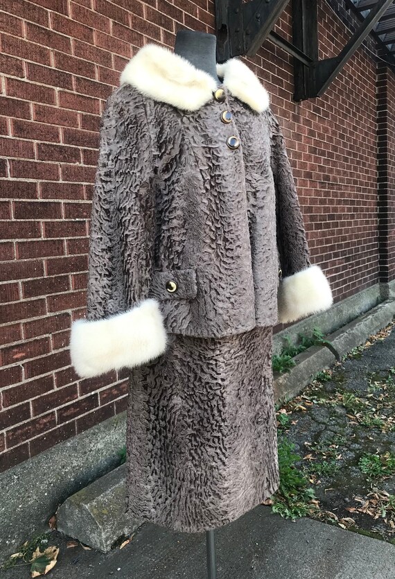 FABULOUS 1960's Mid Century Modern LAMB and MINK … - image 1