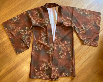 AWESOME Vintage Short KIMONO in Wonderful Colours of Copper & Bronze/Gold  size Small