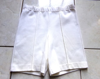 Short VINTAGE des années 1970 taille haute en polyester blanc pour filles taille 7