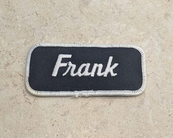 Retro DEADSTOCK 1970s “FRANK” Rectangular Embroidered Name Patch
