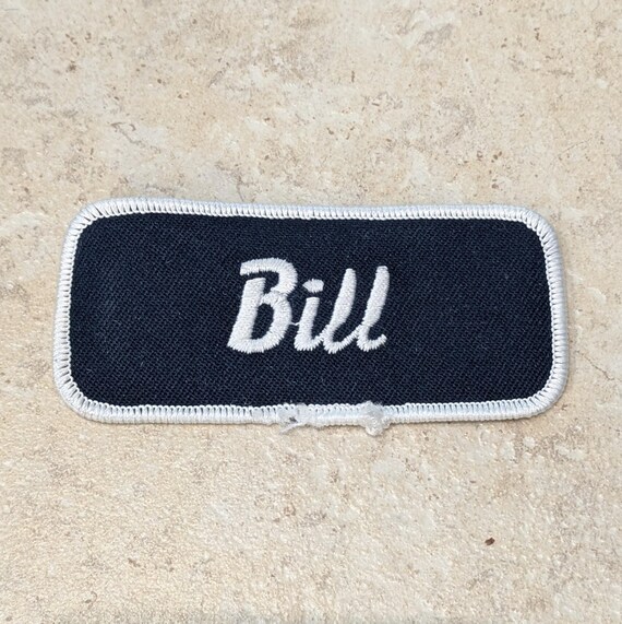 Retro DEADSTOCK 1970s “BILL” Rectangular Embroide… - image 1