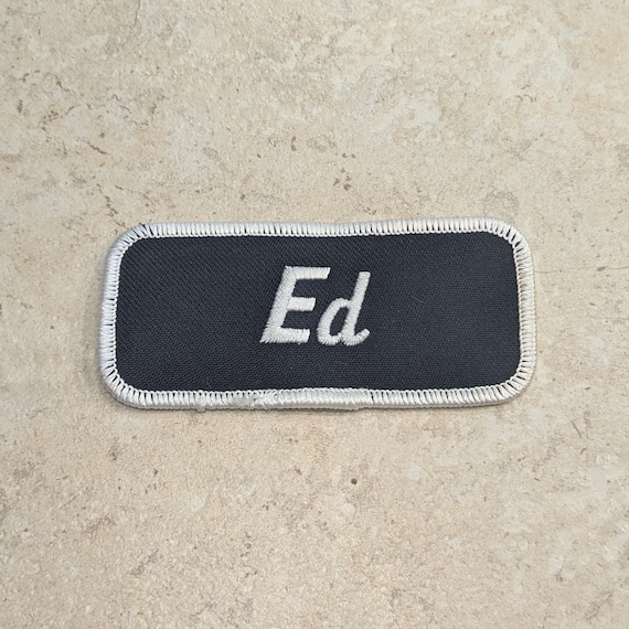 Retro DEADSTOCK 1970s “ED” Rectangular Embroidere… - image 1