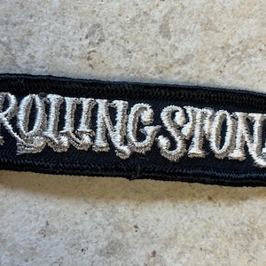 Vintage &quot;ROLLING STONE&quot; Magazine Patch, Black & White annd Grey Embroidered, 1970&#39;s Pop Culture