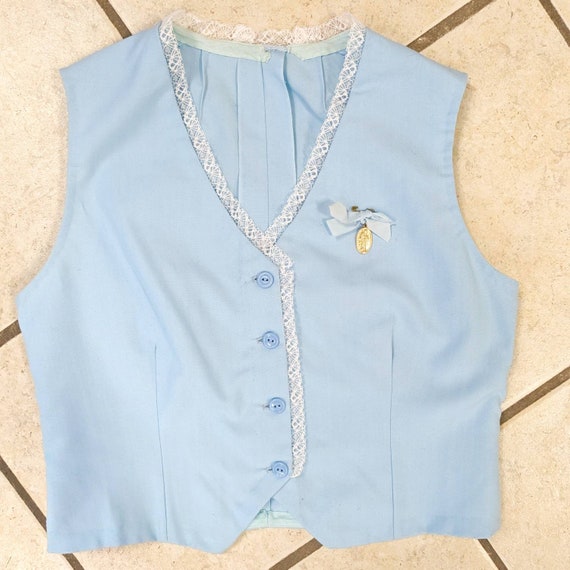 Adorable Home Sewn 1950s POWDER BLUE Vest and Ski… - image 7
