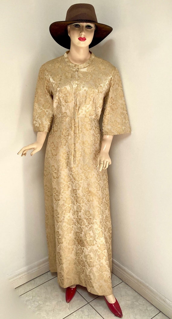 VINTAGE Mid Century GLAMOUR LOUNGE Pin-Up Vixen House Dress size Small