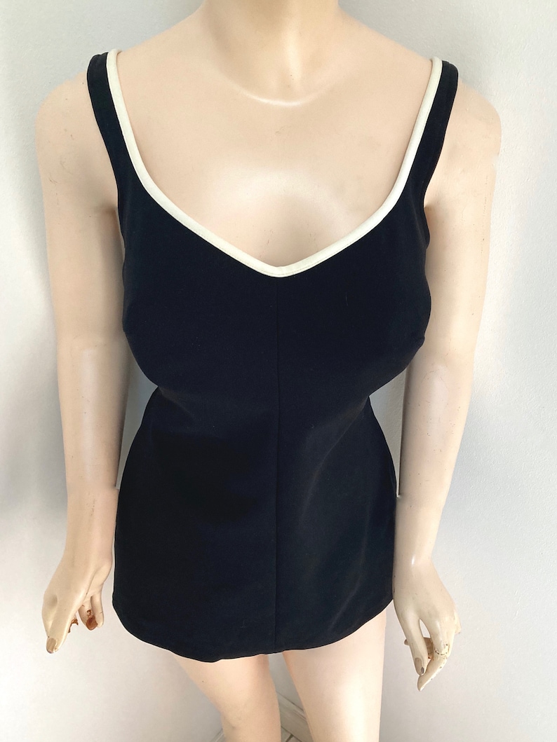 COOL VINTAGE 1960s/70s SLIX Swimsuit in black and white size 44 image 6