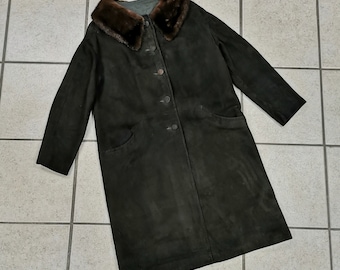 VINTAGE Suede MCM Jacket /w REAL Mink Fur Collar Size Large