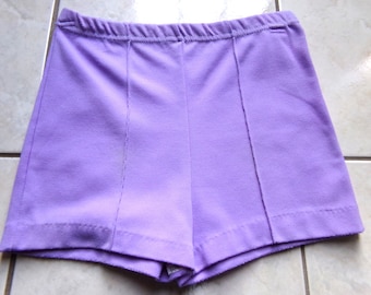 Short violet taille haute en polyester pour filles VINTAGE des années 1970