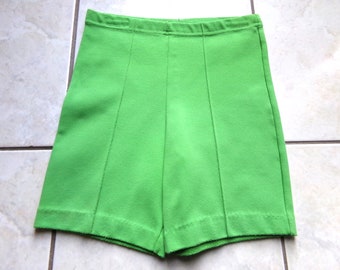 VINTAGE 1970s Green polyester GIRLS shorts