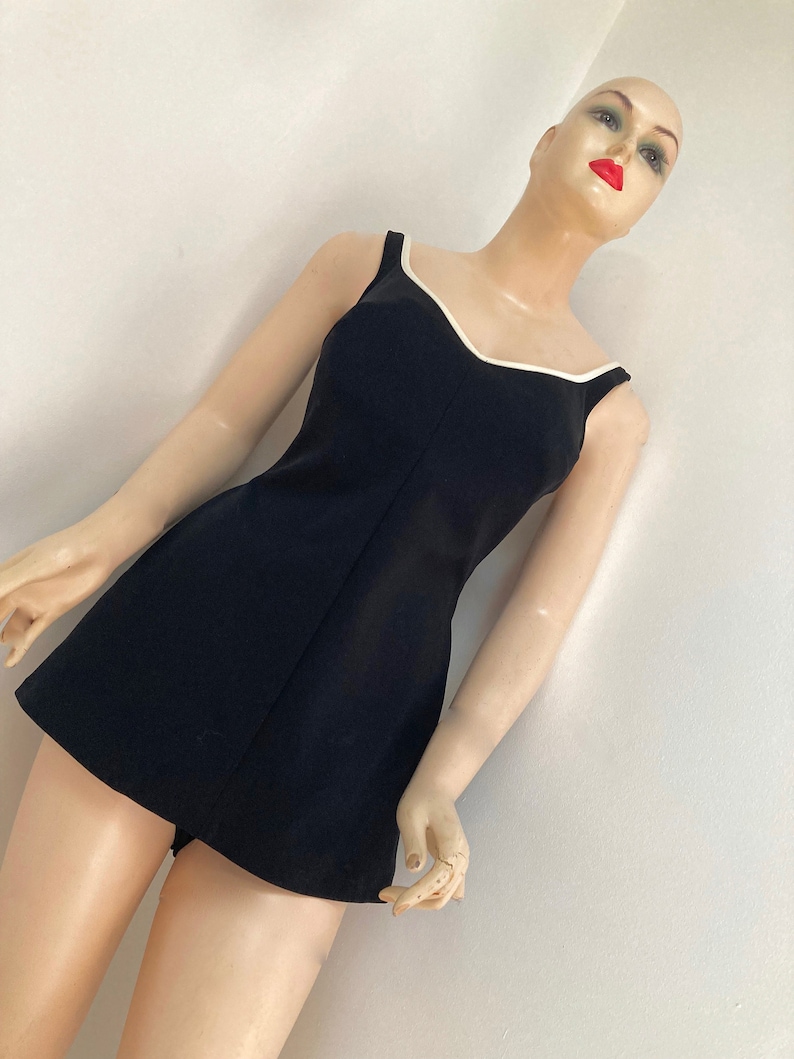 COOL VINTAGE 1960s/70s SLIX Swimsuit in black and white size 44 image 1