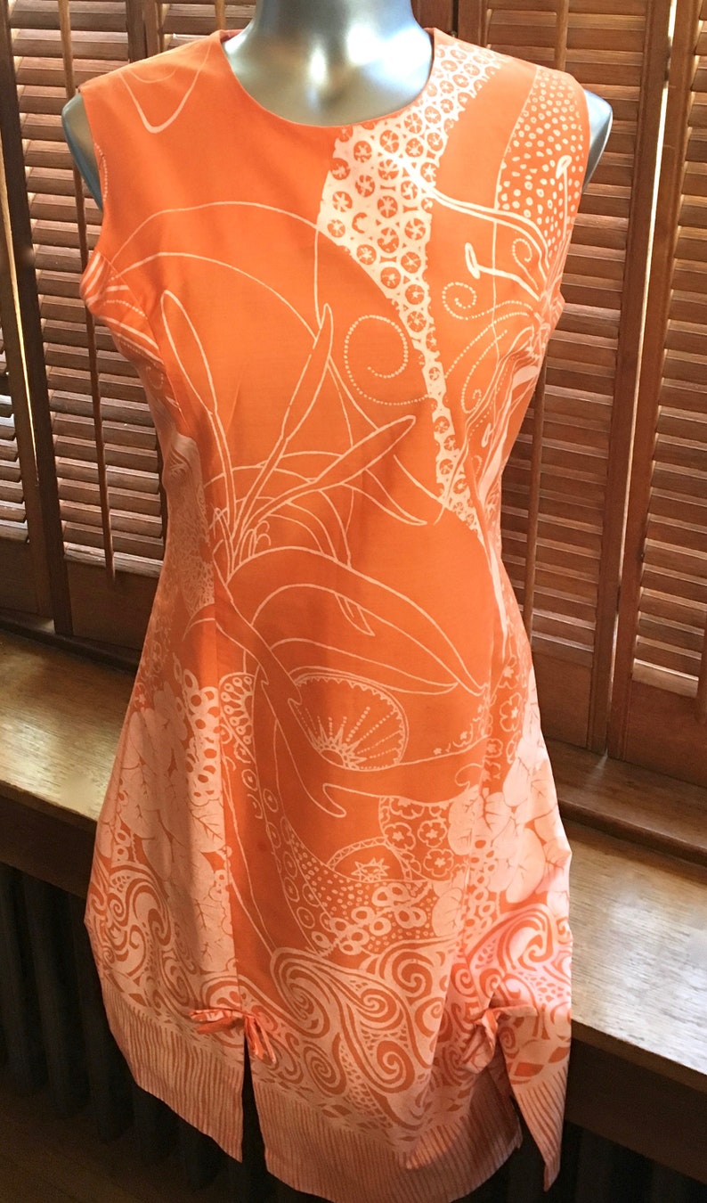 Vintage 1960s Frock by BEACHCOMBER JAMAICA in a lovely orange /& white size Medium W.I