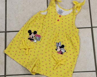 SWEET Kids Disney MICKEY & MINNIE Mouse Shorteralls jaune / avec sangles à nouer Taille 4T