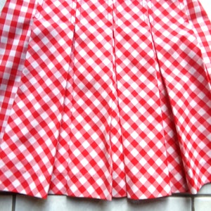 VINTAGE 1960s/70s High Waisted Red and White Gingham TEEN pleated SKiRT image 4