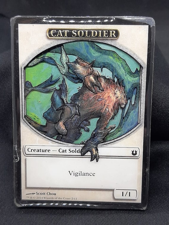 MTG 3D Alter: White Cat Soldier Token with Resin application