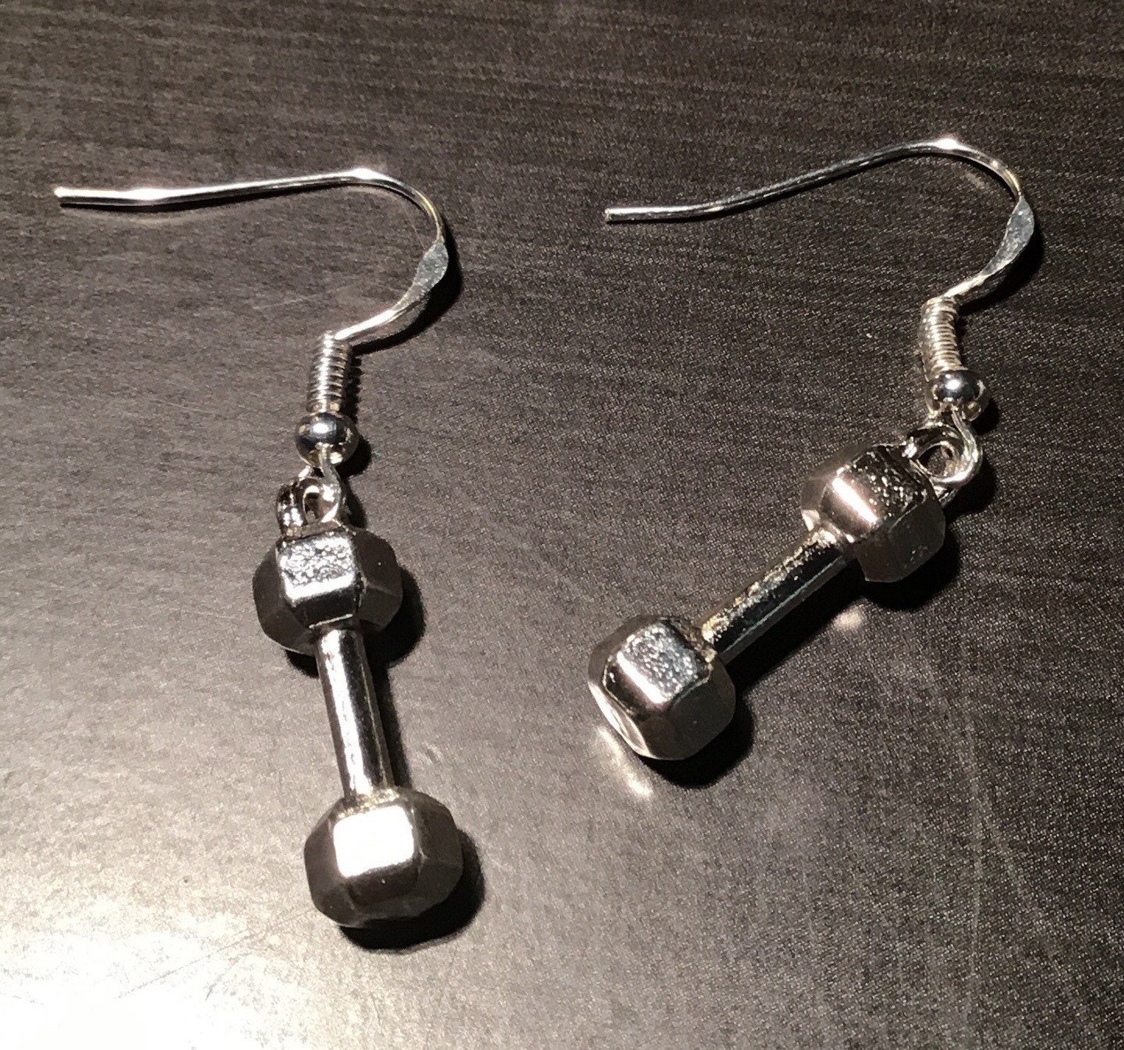 Barbell Earrings with Sterling Silver Hooks Etsy