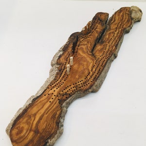 Jeu de société de cribbage, bois de plage en peuplier de coton sculpté, marqueurs artisanaux et pochette en cuir