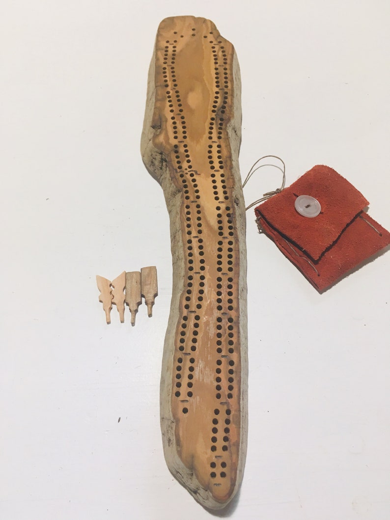 Handmade Driftwood Cribbage Board Beached Cottonwood Tree Bark Etsy