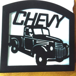 Old Chevy Truck Metal Napkin Letter Mail Holder