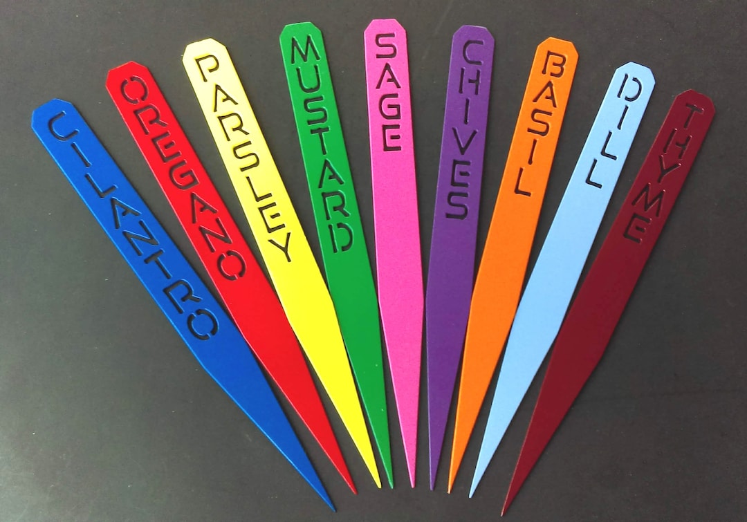 Metal Herb Plant Garden Markers Stakes, Set of 9, Reusable Weatherproof