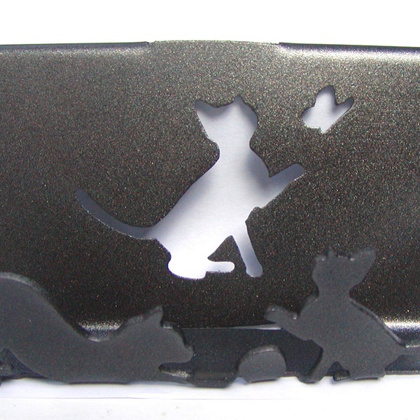 Decorative Metal Business Card Display Holder for Desk/Table with Kittens/Cats