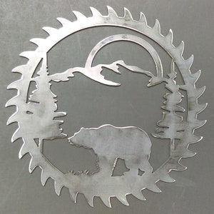 Saw Blade Style Bear Metal Art Plasma Wall Wildlife Rustic 9" diameter