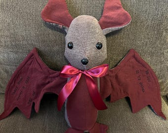 Memory Bat Stuffed Animal: Keepsake Made from Loved One's Clothing
