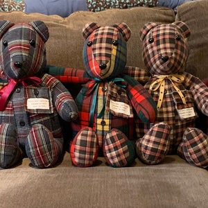 Memory Bear: Keepsake Stuffed Animal Made From Loved One's Clothing