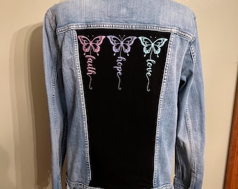 Butterfly Altered & Upcycled Denim Jacket