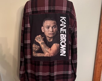 Upcycled flannel Shirt and Kane Brown Graphics from a T-Shirt combined