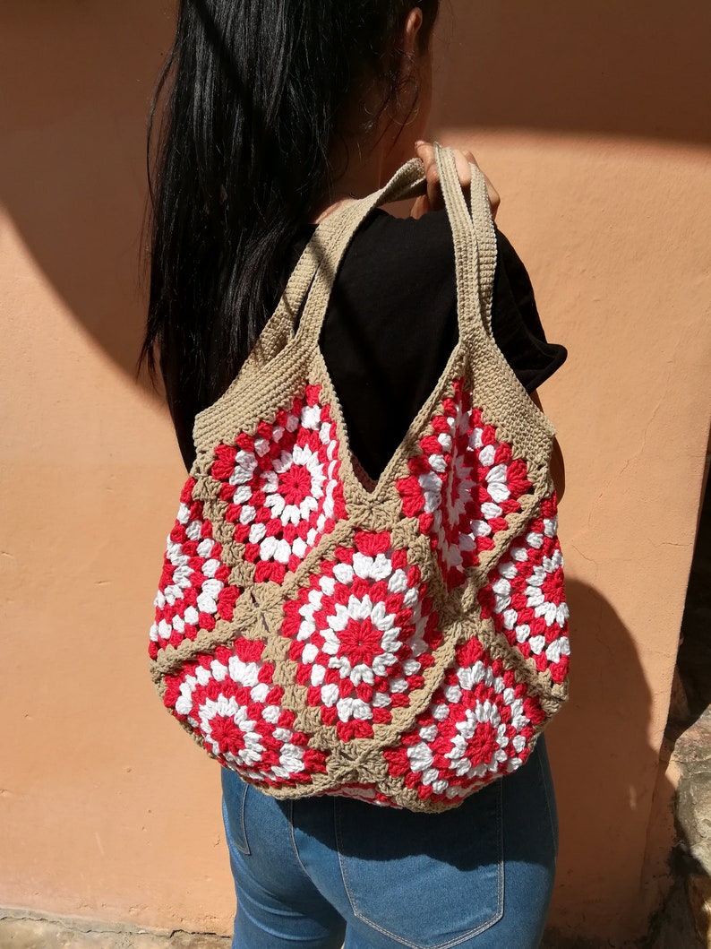 Crochet Granny Square Bag/Handmade Bag/ Crochet Bag/Knit Tote | Etsy