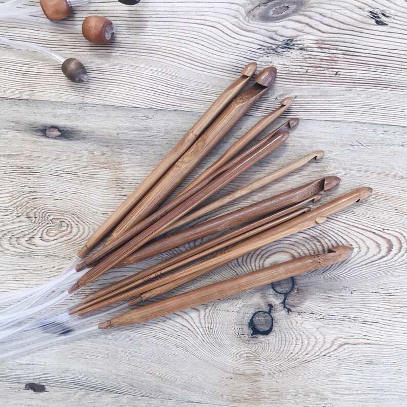 Set of 12 Wooden TUNISIAN CROCHET HOOKS in Sizes 3mm 10mm Etsy