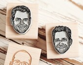 Custom Portrait Rubber Stamp - Single Individual, Hand Drawn, Personalized