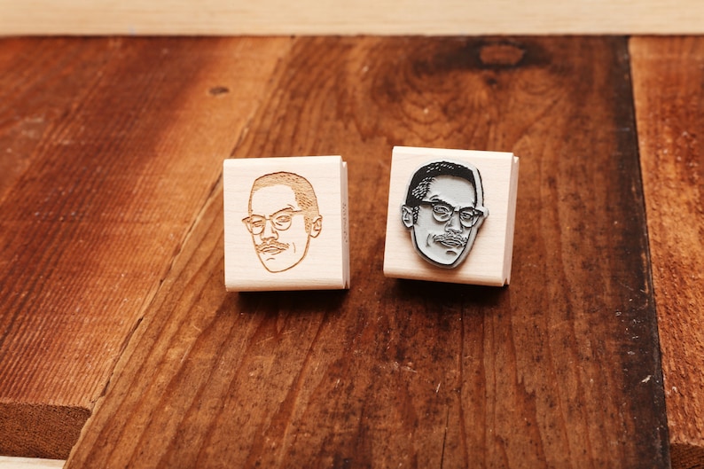Malcolm X Rubber Stamp Portrait Etsy