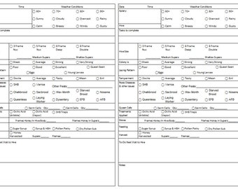 Beekeeping Log Book Template