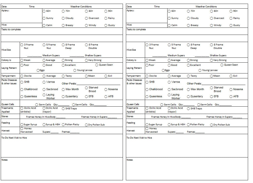 Beekeeping Log Book Template - Etsy