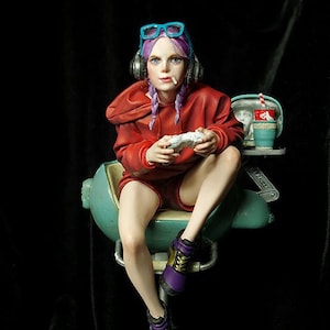 Game Girl - hand painted collectible figure - FREE SHIPPING