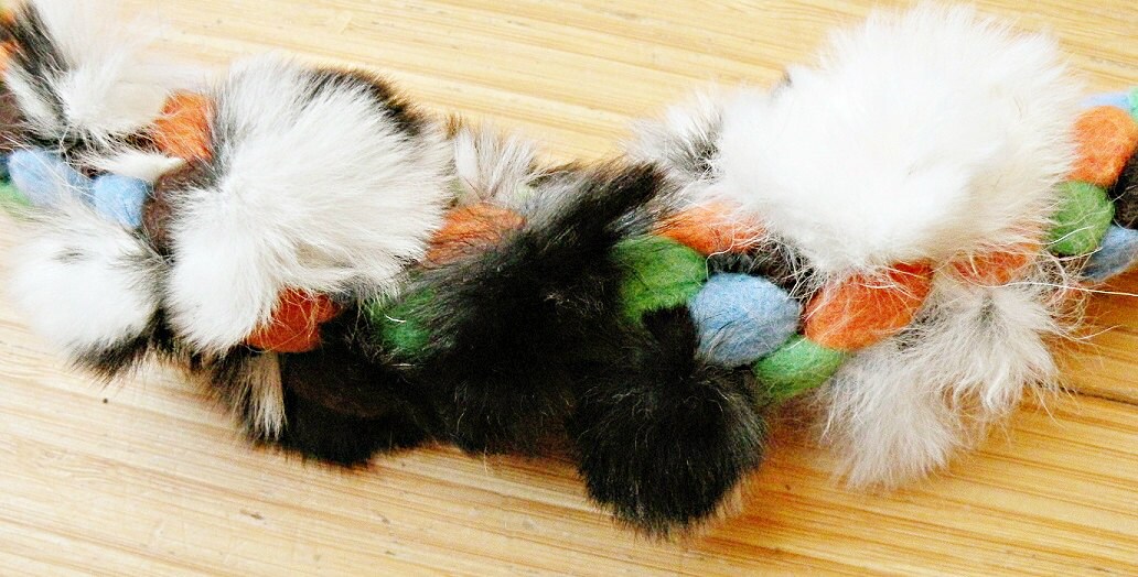 Double Knot Braided Fleece Dog Tug Toy, With Optional Rabbit Fur - Etsy
