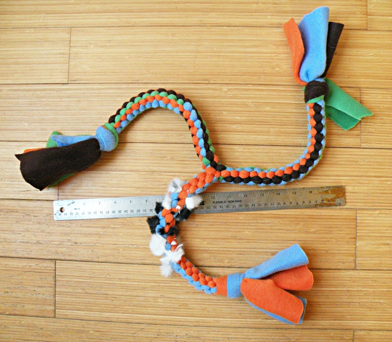 Triple Braided Fleece Dog Tug Toy, With Optional Rabbit Fur Etsy