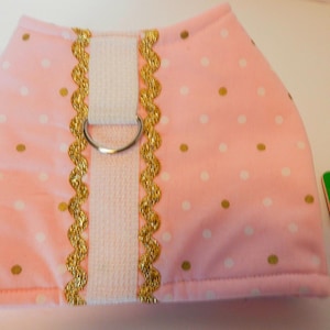 Harness, Medium, Dog, Pink with Gold Trim