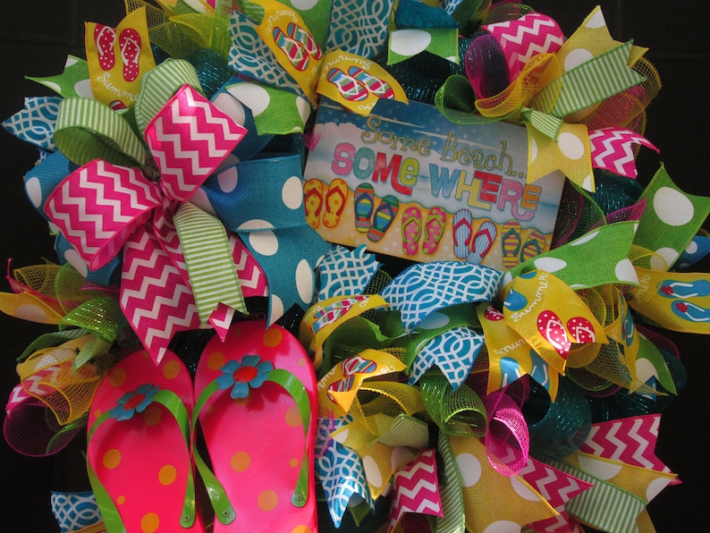 Summer Beach Wreath Summer Mesh Wreath Summer Flip Flop Wreath Wreath Summer Door Wreath Beach Wreath Summer Wreath Flip Flop Wreath