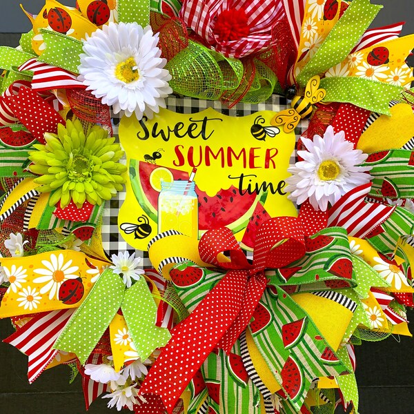 Summer Wreath for Front Door, Summer Door Wreath, Summer Wreath, Sweet Summer Time Wreath, Summer Decor, Door Wreath, Watermelon Wreath