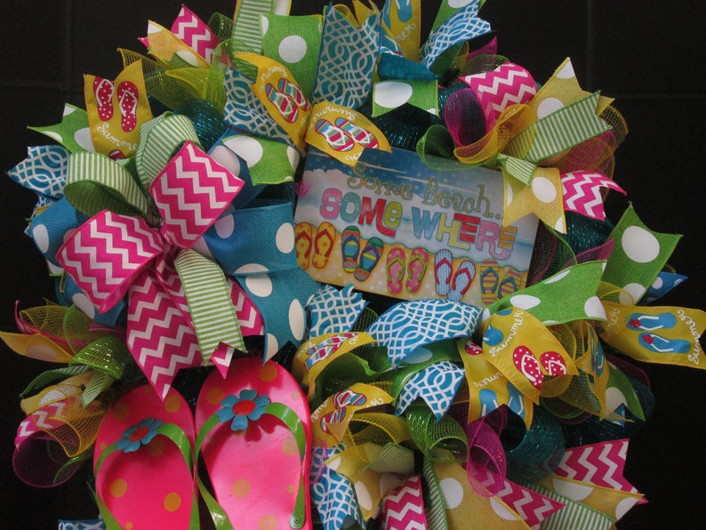 Summer Beach Wreath Summer Mesh Wreath Summer Flip Flop Wreath Wreath Summer Door Wreath Beach Wreath Summer Wreath Flip Flop Wreath