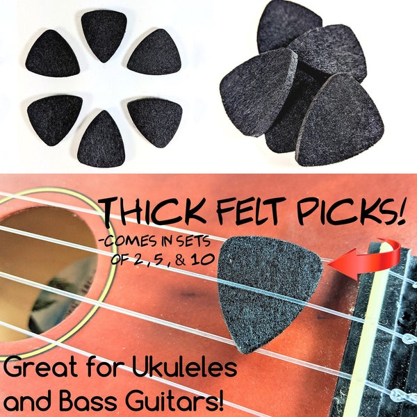 Felt Pick - Felt Ukulele Pick - Felt Bass Guitar Pick - Black Felt Guitar Pick-Black Felt Ukulele Pick- Thick Ukulele Pick-Soft Ukulele Pick