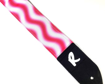 Pink Wave Guitar Strap -Waves of Pink  Ribbon Guitar Strap - Cute Guitar Strap -Fits Acoustic, Electric or Bass Guitars