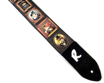 Fancy Cats Guitar Strap - Top Hat Cats Guitar Strap - Tea Time Cats Guitar Strap - Victorian Cats Guitar Strap - Universal Guitar Strap